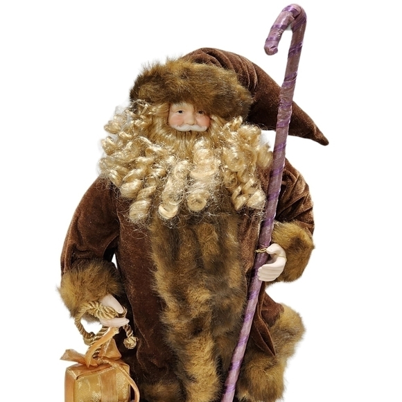Very Large Woodland Santa with Cane Staff Shepherd hook 22" Mountain Man - Picture 7 of 11